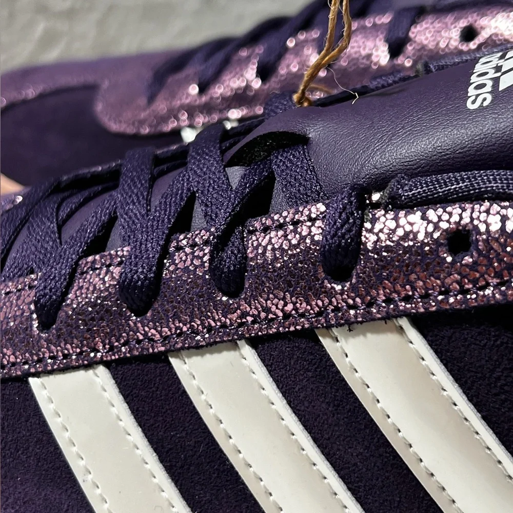 Adidas VL Court 3.0 low top sneakers shoes lace up purple youth size‎ 7 #JS3485